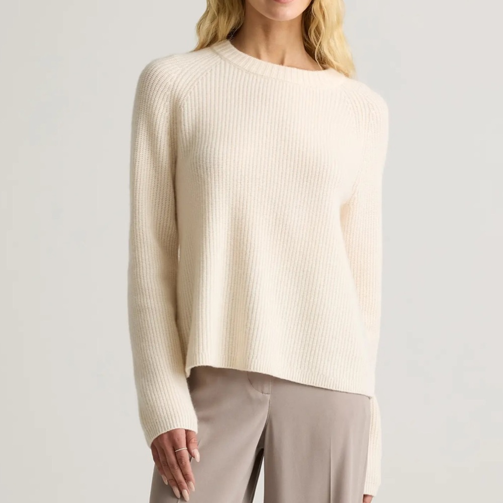 Quince Mongolian Cashmere Fisherman Crewneck Sweater